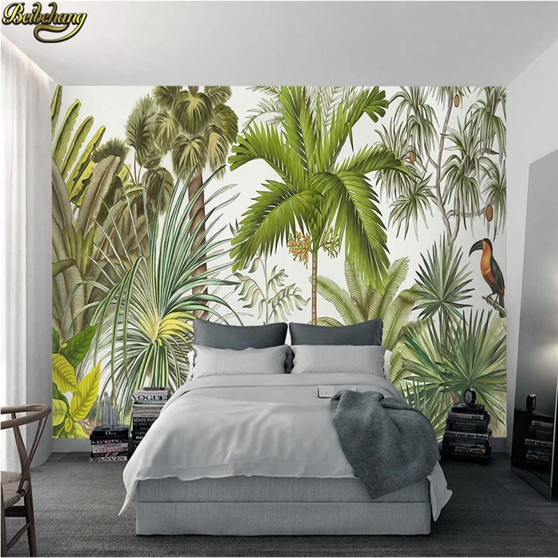 beibehang Custom wallpaper large wall murals wall stickers European style hand painted tropical rainforest TV backdrop wall