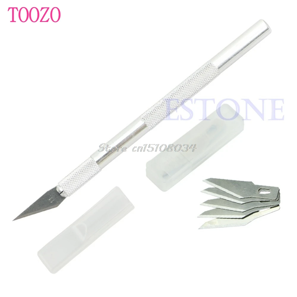 

Practical Metal Handle Craft Knife + 5 Blade Scalpel Cutter Engraving Tool New S08 Drop ship
