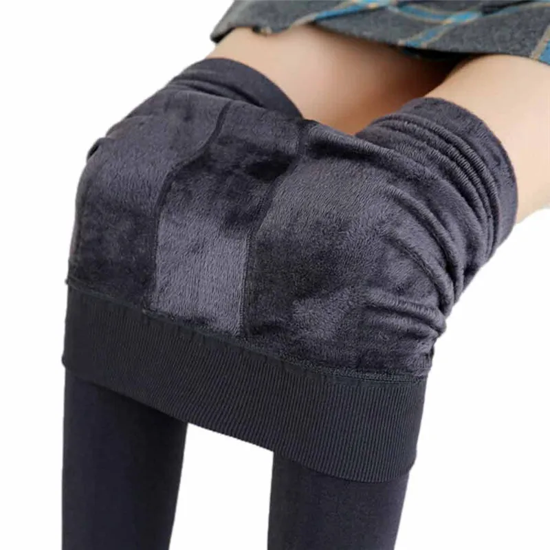 

Warm Women's Plus Velvet Winter Leggings Ankle-Length Keep Warm Solid Pants High Waist Large Size Women Leggings #40