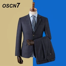 OSCN7 клетчатые Костюмы Под заказ для мужчин Slim Fit Свадебная вечеринка мужской s портной костюм модный 3 шт Блейзер брюки жилет ZM-576