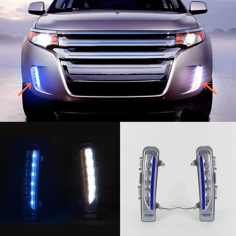 

2*LED Daytime Running light DRL white Turn Blue Signal For Ford Edge 2011-2014