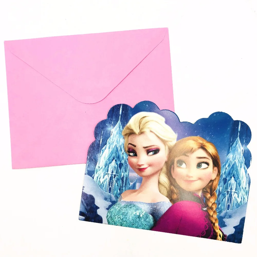 

Frozen Elsa And Anna Invitation Card kid Baby Happy Birthday Theme Party supplies fiestas infantiles decoracion 6pcs/set