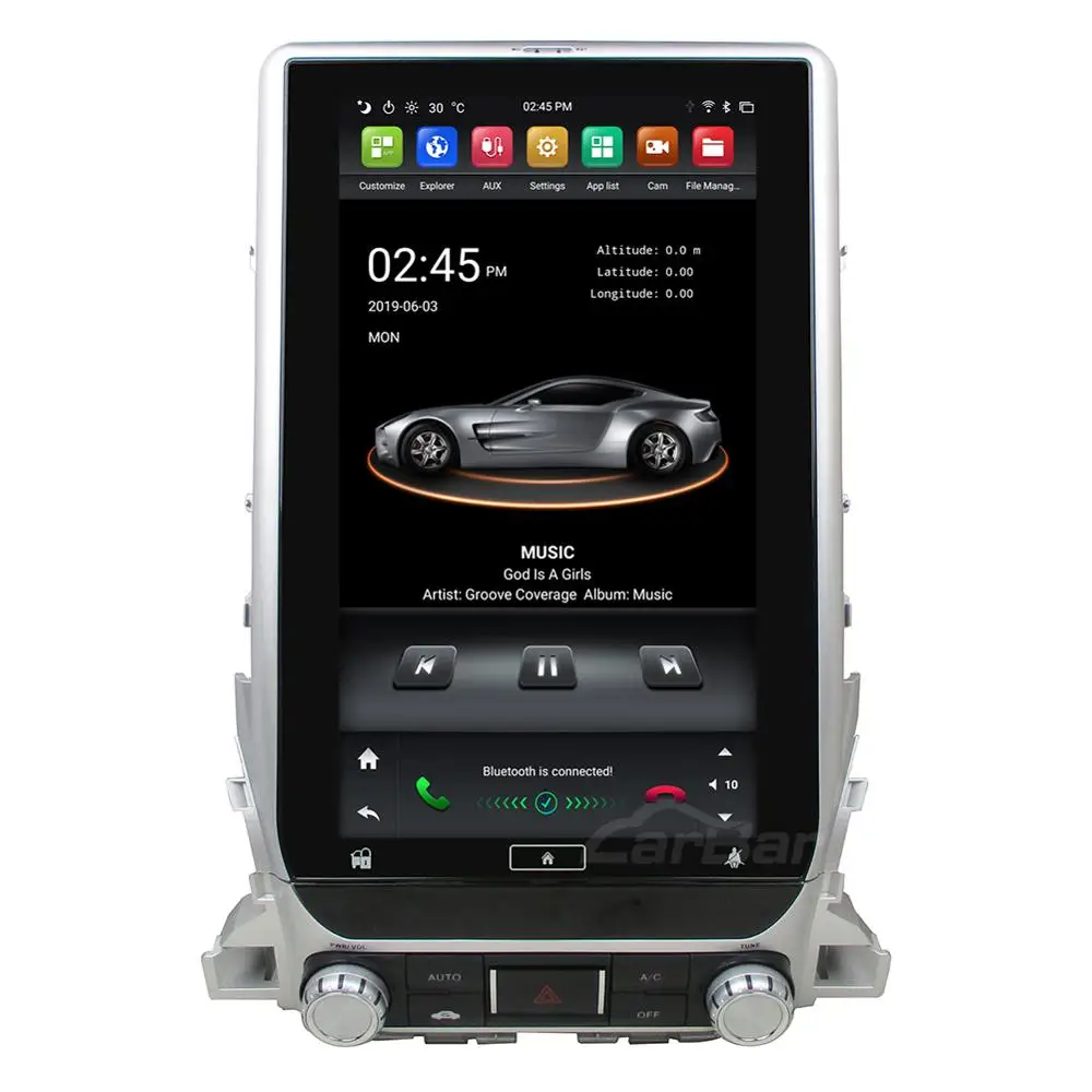 Clearance Carbar 13.3" Tesla Style Android 8.1 Car DVD GPS Player For Toyota Land Cruiser LC200 2018 Car Stereo Radio Navigation Audio 1