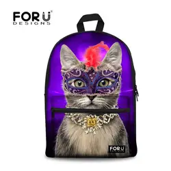 Forudesigns/Забавные 3D животное кошка с цветочным принтом для девочек Повседневное дорожная сумка детская школьная сумка для подростков Обувь