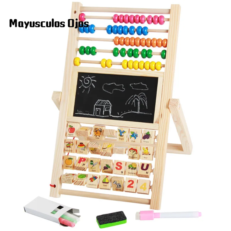 

ZH 1 Set Three-in-one Multi-function Double-sided Writing Board Wooden Bead Drawing Children's Early Childhood Educational Toys