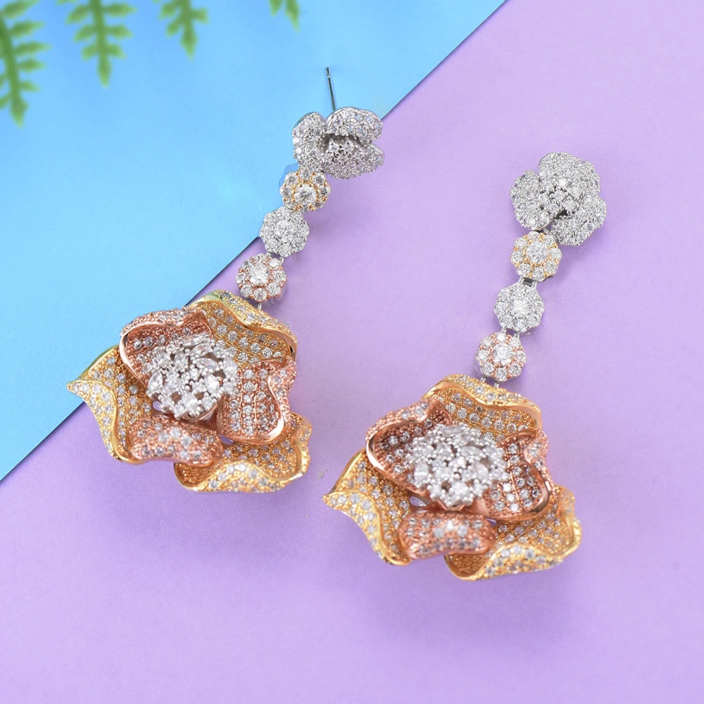 

Luxury indian earrings Long Dangle Drop Earrings AAA Cubic Zirconia Inlaid Fashion Jewelry pendientes mujer moda 2018