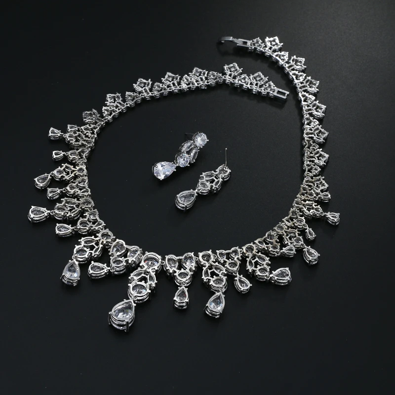 EMMAYA брендовый комплект украшений для женщин, длинное ожерелье, подвеска, серьги с кристаллами, свадебные бусы, модные ювелирные изделия, подарок