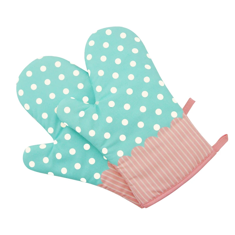 2pcs Cotton Oven Gloves Heat Resistant Oven Mitts Kitchen ...