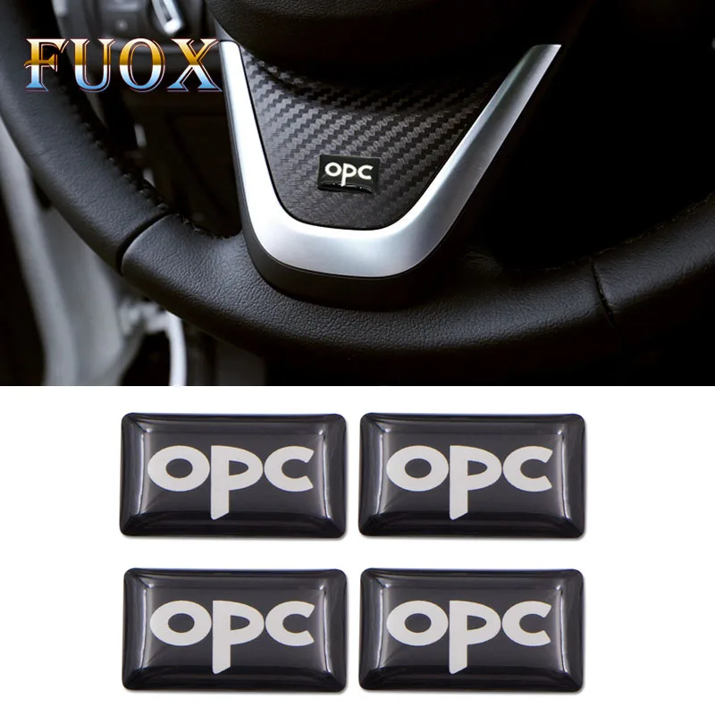 

4pcs OPC small Decorative Badge Hub caps Steering wheel for for OPEL OPC Insignia Astra Antara Shield Meriva Car Emblem Sticker