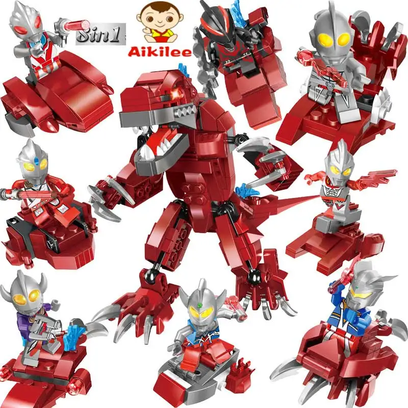

39179 diy building puzzle blocks 8 in 1 super hero educational toy for children ultraman good quality safe for boy