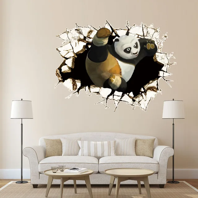 panda 3d poqiang three dimensional wall stickers decorative wall