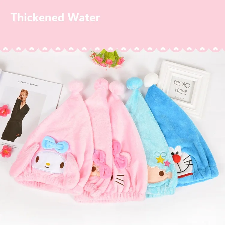 

1PC Cute Creative Cartoon Thicken Bath Towel Hair Dry Hat Shower Cap Quick Hair Hats Towels Lady Adult children Bath Caps