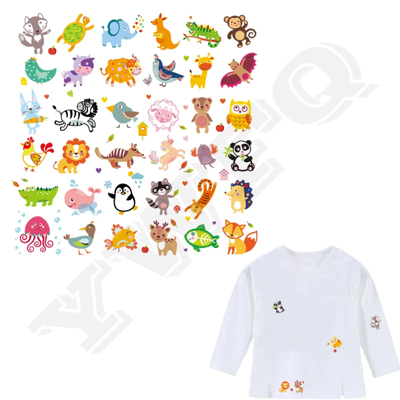 

36Pcs/Set Cartoon Animal Patch Iron On Clothes A-Level Washable 2018 New Parches Ropa T-Shirt Diy Decoration Applique