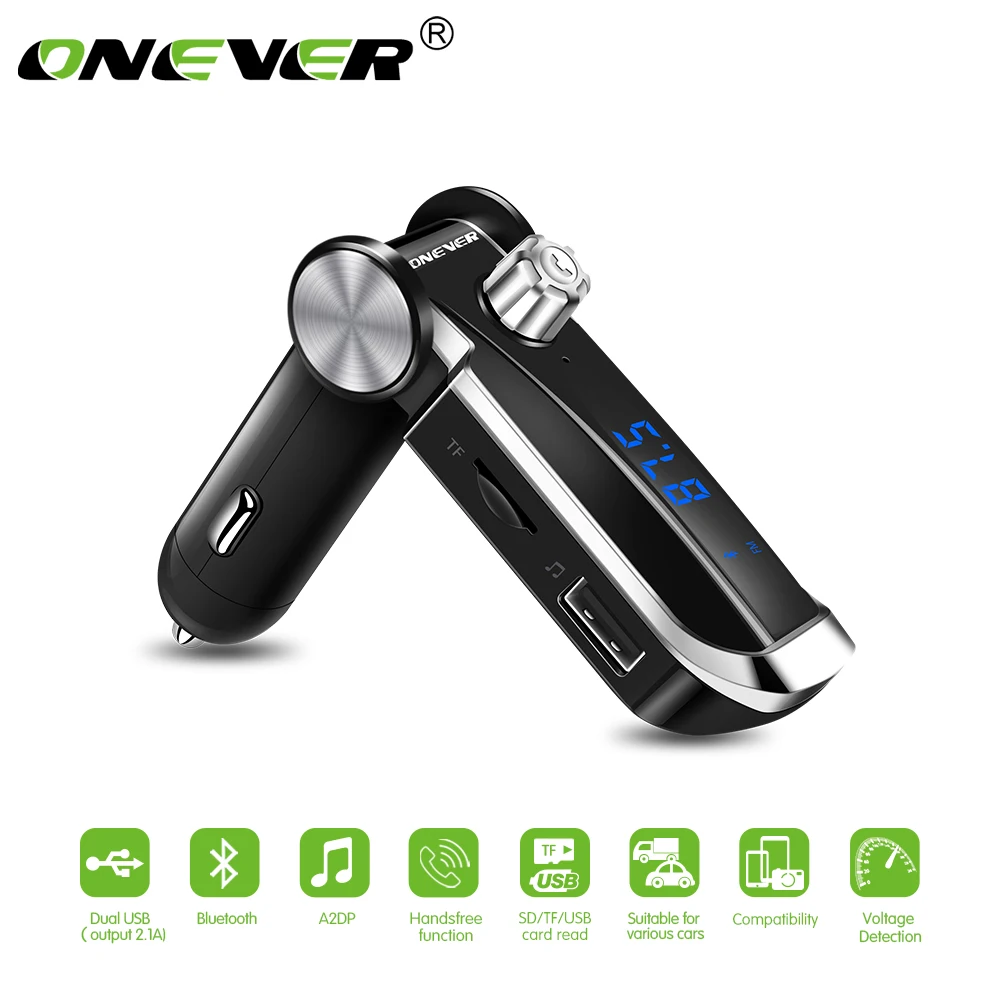 

ONEVER Car MP3 Music Audio Player with FM Transmitter Bluetooth USB DC 12 24V Car Charge Support TF Card