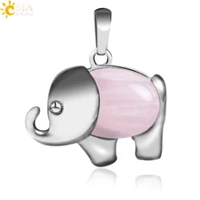 CSJA энергии милый слон подвески для детей ювелирные изделия чакра натуральный драгоценный камень тигровый глаз розовый кварц Лазурит авантюрин E928