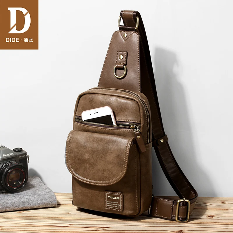 

DIDE 2018 Waterproof Leather Crossbody Bags Men Messenger Chest Bag Shoulder Bags For Teenager designer handbags high quality