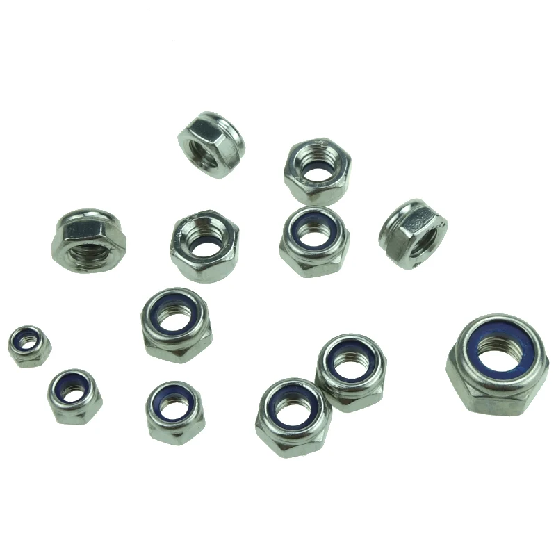 

DIN985 M2 M3 M4 M5 M6 M8 M10 M12 M14 M16 M18 M20 stainless Steel 304 Self-locking Nut Lock Nut Locknut Slip Nylon Hex Nut