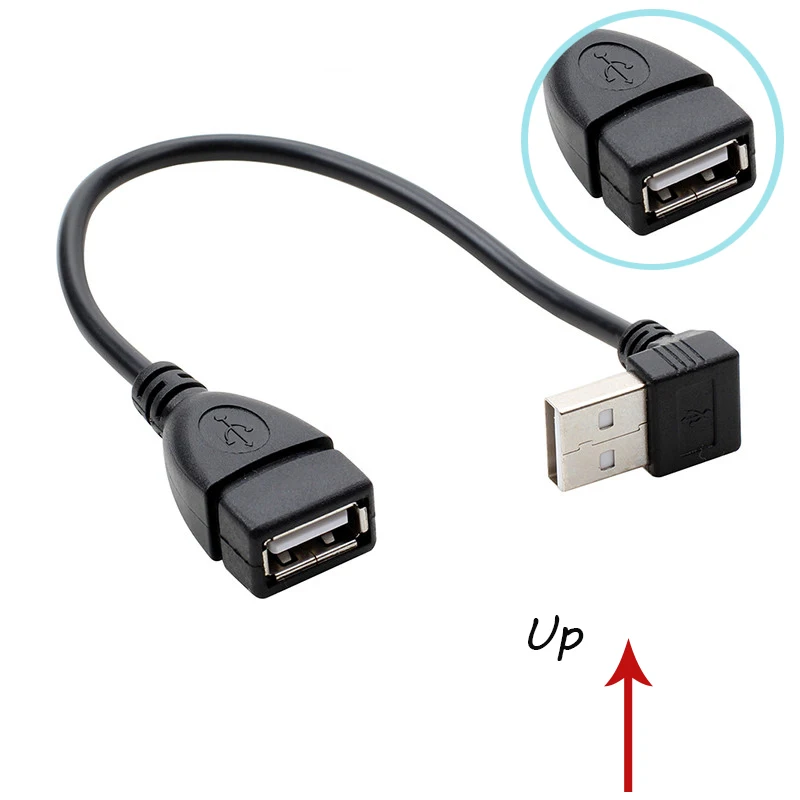 Черный 20 см AM/AF под углом 90 градусов USB 2 0 Тип A мужчин и женщин удлинитель кабеля