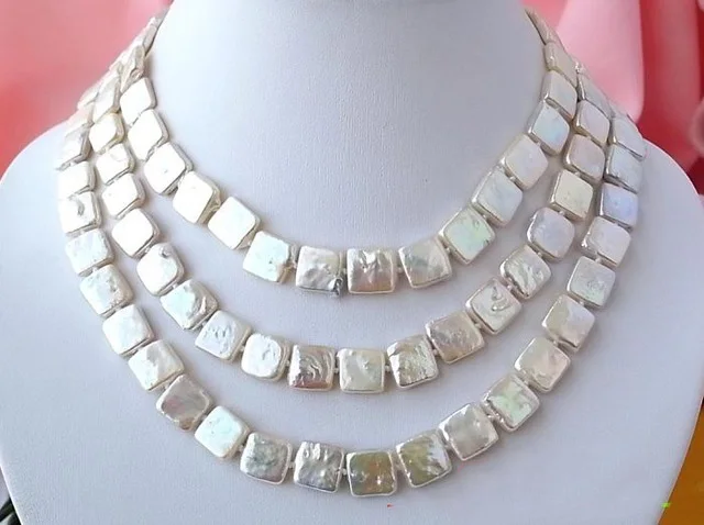 

wholesale LONG 50" 12MM WHITE SQUARE FW CULTURED PEARL NECKLACE