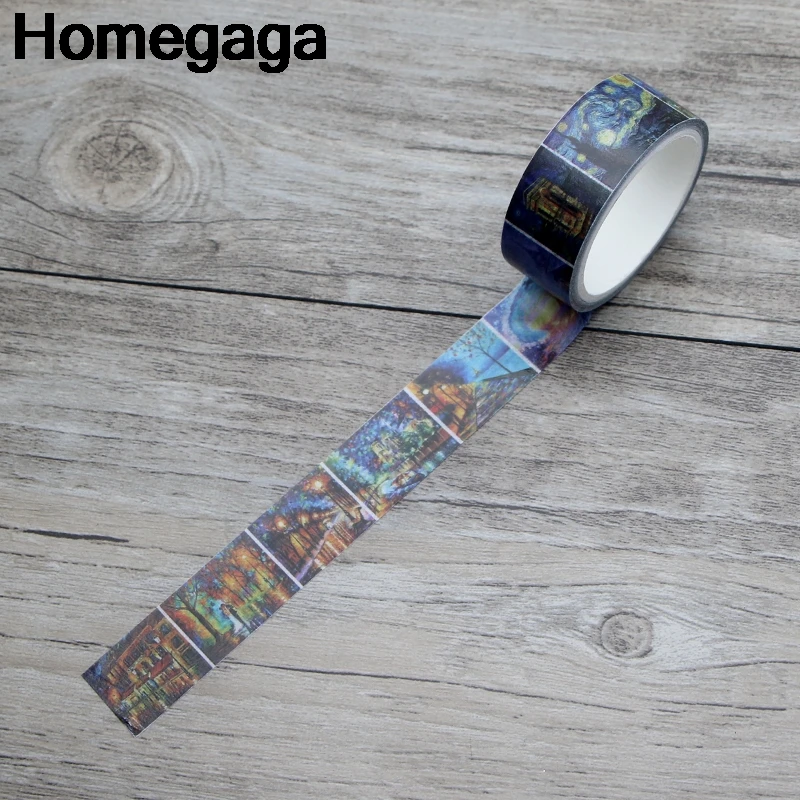 

Homegaga Oil painting van gogh Pairs vintage funny album kids Washi tape diy Scrapbooking Adhesive Masking Printed sticker D2155