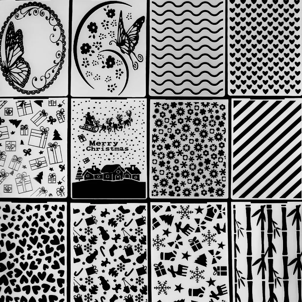 

AZSG Pattern Element Design Embossed Plate DIY Paper-cut Mold Scraping Plastic Embossed Folder Size 10.5 * 14.5 cm