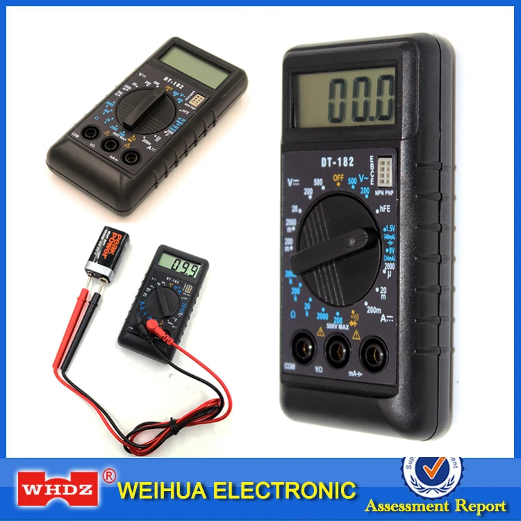 

WHDZ DT-182 Extra Mini Digital Multimeter with Buzzer Overload protect Pocket Voltage Ampere Ohm Meter Test Probe DC AC LCD