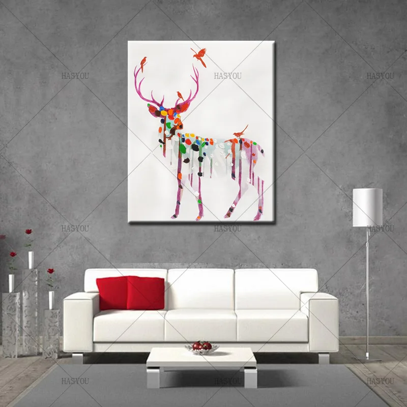 Hand-painted-Oil-Paintings-On-Canvas-Deer-Art-Modern-Abstract-Animal-Beautiful-Wild-Elk-Wall-Pictures (2)