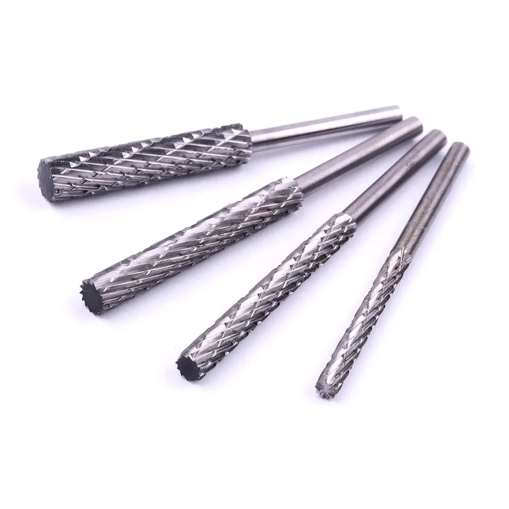 

6Pcs High Quality HSS Rotary Files Burr Set 3*3mm 3*4mm 3*5mm 3*6mm For Wood Carving Aluminum Grinding Roraty Burr Cutter Tool