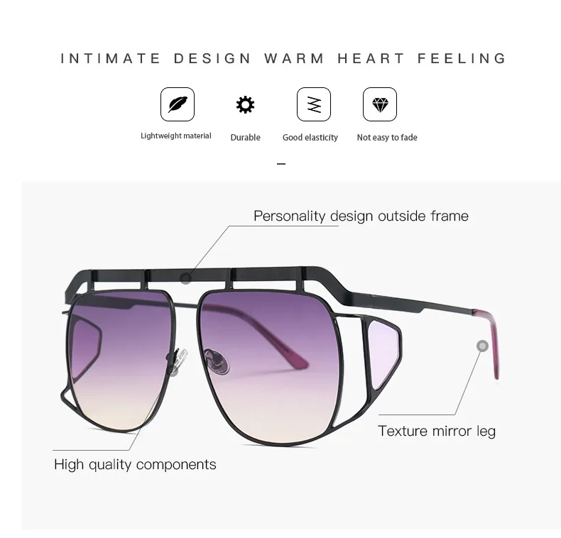 HBK пилот Квадратные Солнцезащитные очки унисекс большая оправа для женщин и мужчин фирменный дизайн новые модные трендовые очки градиентные линзы UV400
