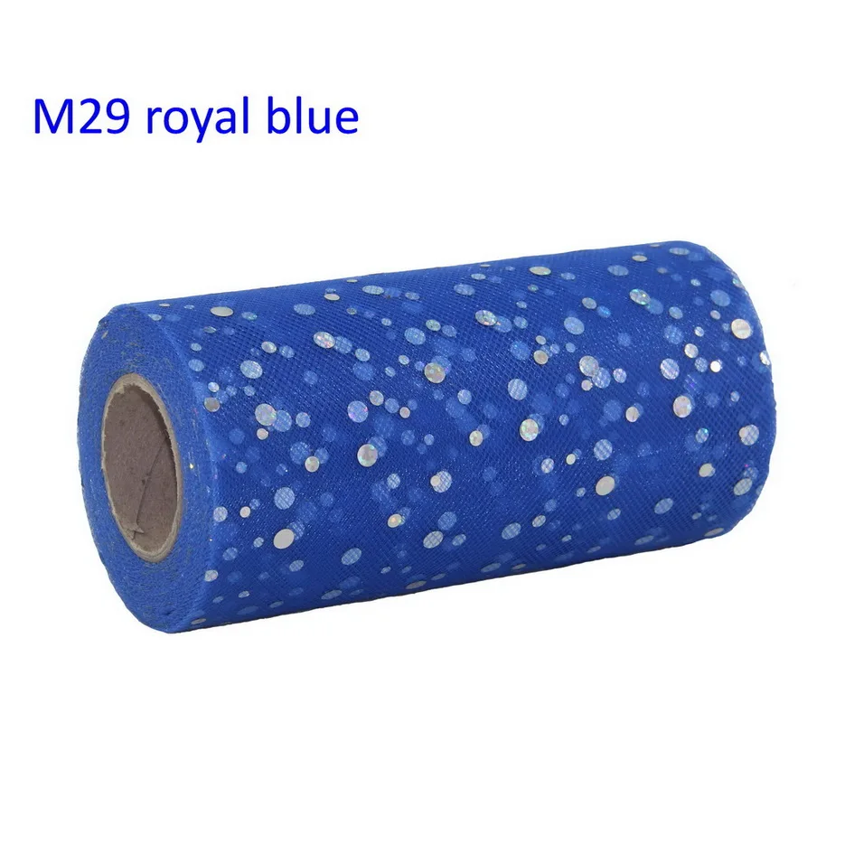 6*25 ярдов рулон тюля с блестками ткань пачка свадебное украшение Блестящий тюль катушка ткань - Цвет: royal blue