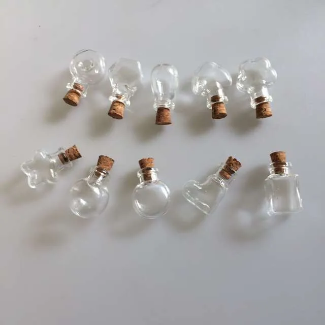 Mini Glass Bottles Pendants Small Wishing Bottles With Cork Arts Jas For Necklace Pendants Christmas Gifts Vial 1