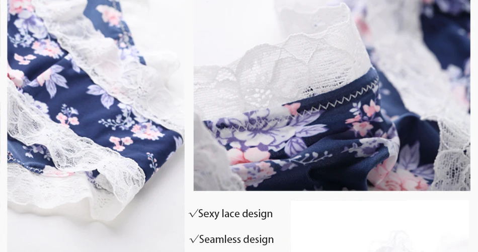 Japanese Wind New Brand Sexy Underwear for Women Lady Print Floral Briefs Panties Lace Decoration Mid Waist Intimates Tangas Bragas  (25)