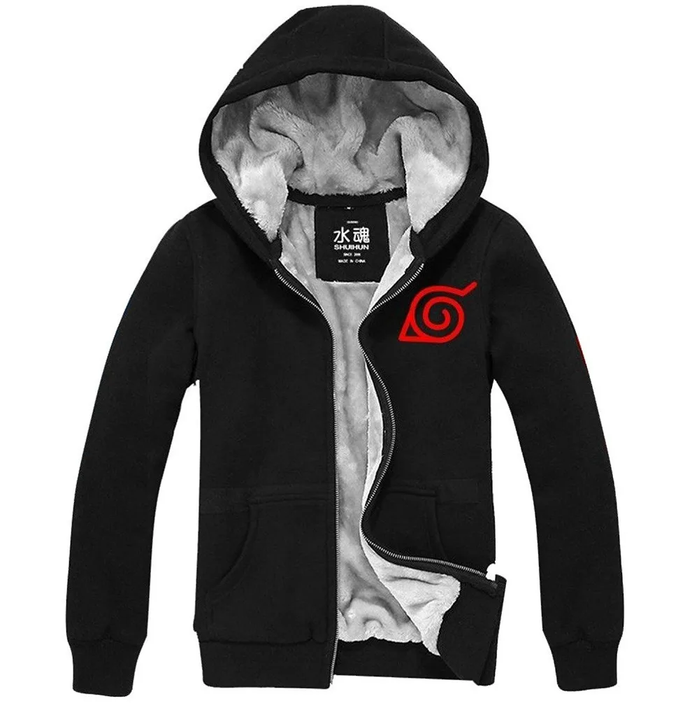 Goedkoop Anime Naruto Hoodie Naruto Sasuke Uchiha Hoodie Dikte Jacket Hooded Sweatshirt Hoodie Naruto Cosplay Hoodies Zwart Volwassen Mannen