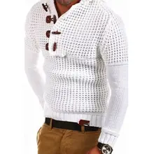 Мужской свитер, модный осенний однотонный облегающий пуловер, мужские повседневные свитера с v-образным вырезом, пуловеры