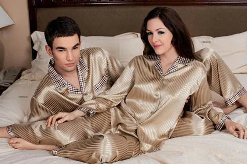 Пижама из 100% шелка тутового шелкопряда Толстая пижама с длинным рукавом 2 для пар