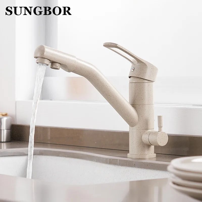  Dual function 3 way water filter Black kitchen faucet marble pure water kitchen faucet 3 way functi - 32916923003