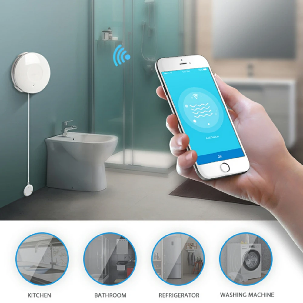 Умный Wifi протечка воды сенсор детектор утечки воды приложение оповещения для дома