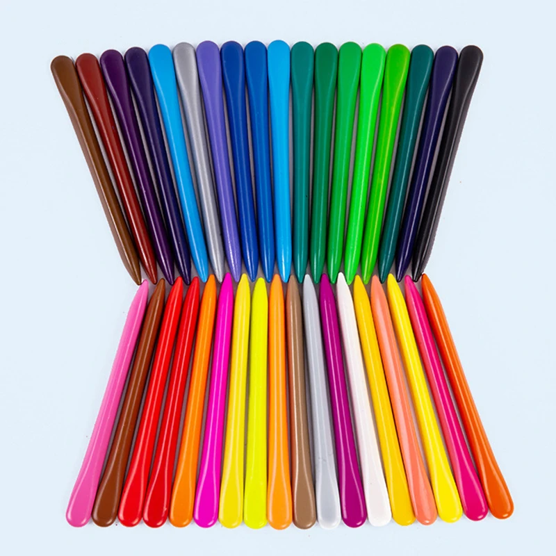 

YDNZC 36 Colors Creative Triangle Crayon Bright Color Children Plastic Wax Crayon Color Brush Set Art Supplies Birthday Gift