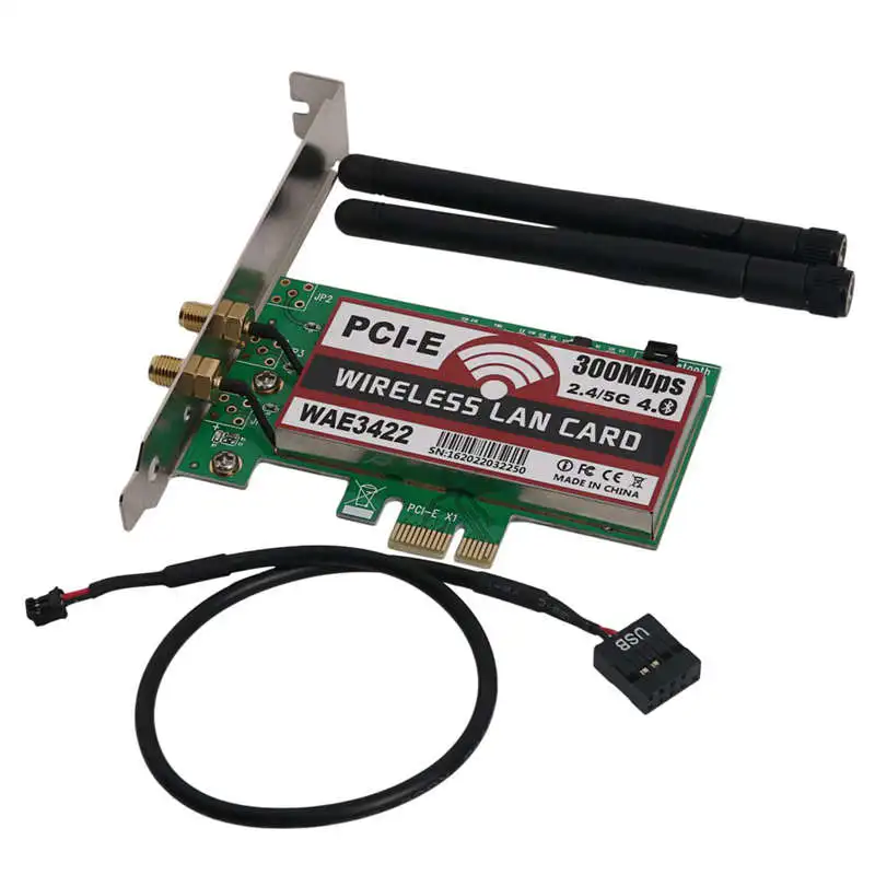 Network Card, Bluetooth 4.0 Dual-Band 2G/5G 300Mbps Pci-E Pci Express Wae3422 Network Card Wlan Wifi Adapter Network Card, Bluetooth 4.0 Dual-Band 2G/5G 300Mbps Pci-E Pci Express Wae3422 Network Card Wlan Wifi Adapter