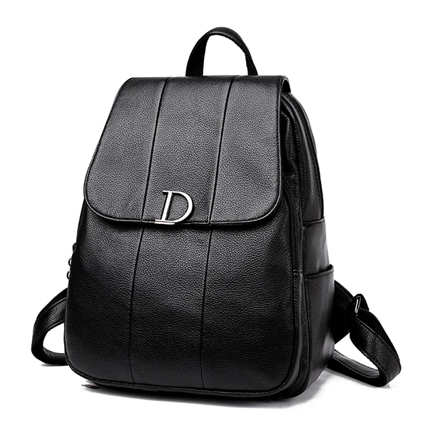 LANZHIXIN, модный кожаный женский черный рюкзак, Противоугонный, для путешествий, Роскошные бренды, женские сумки, дизайнерские рюкзаки, Сумка с буквами, mochila - Цвет: Black Backpack