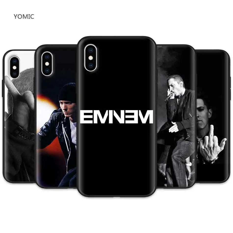 

Silicone Mobile Phone Cover for Apple iPhone XR 7 8 6 6S Plus X XS MAX 5 5S SE Black Soft TPU Case Eminem