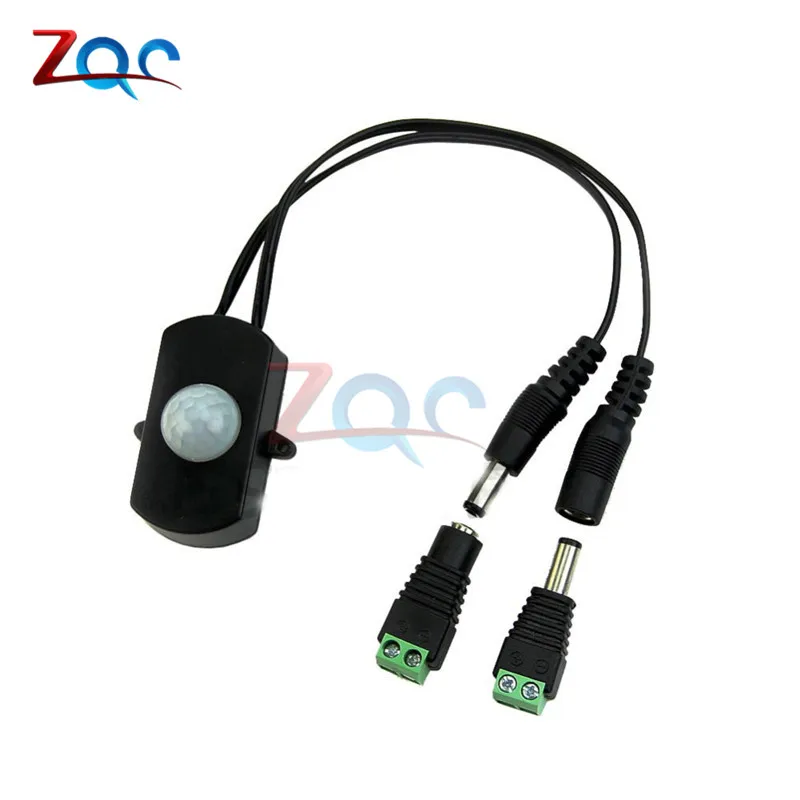 

LED Strip Automatic Mini DC PIR Body Infrared Motion Sensor Switch 5A With Male Female Power Jack Adapter Contor 5V-24V