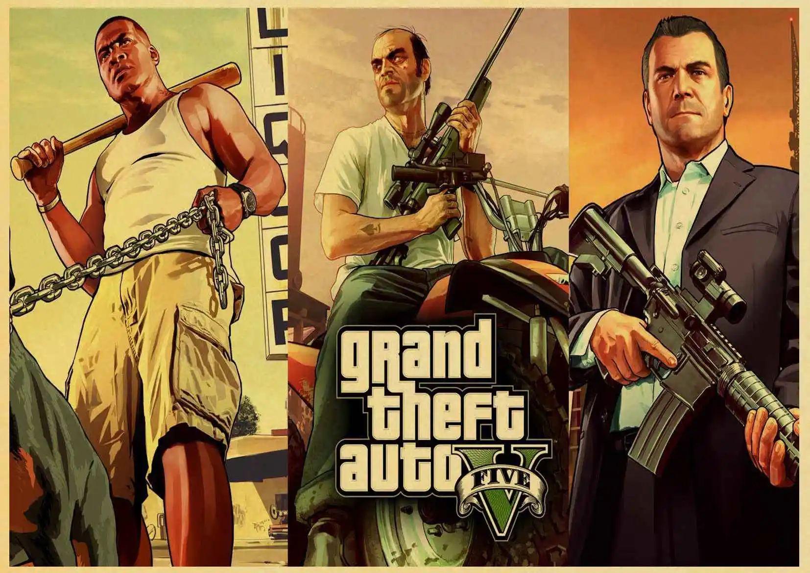 Grand Theft Auto V Game Art Ретро плакат напечатанный GTA 5 настенные картины для гостиной винтажная декоративная настенная живопись/картина