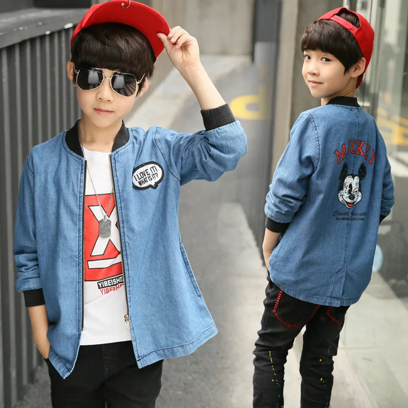 Boys spring and autumn denim jacket 2017 new jacket 10 year old boy