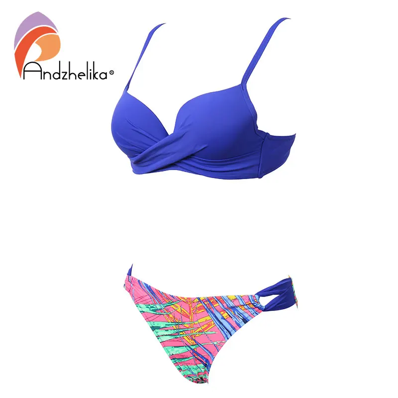 Andzhelika Bikini Women Swimsuit Push Up Swimwear 2018 Summer Sexy Print Fold Bikini Set Bathing Suit Swim Wear Monokini A73107