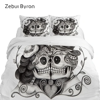 

3D Luxury Bedding Set King/Queen/Double/Eruo Size,Custom Printing Quilt/Duvet Cover Set,Pencil Drawing Skull Bed Set,Drop Ship