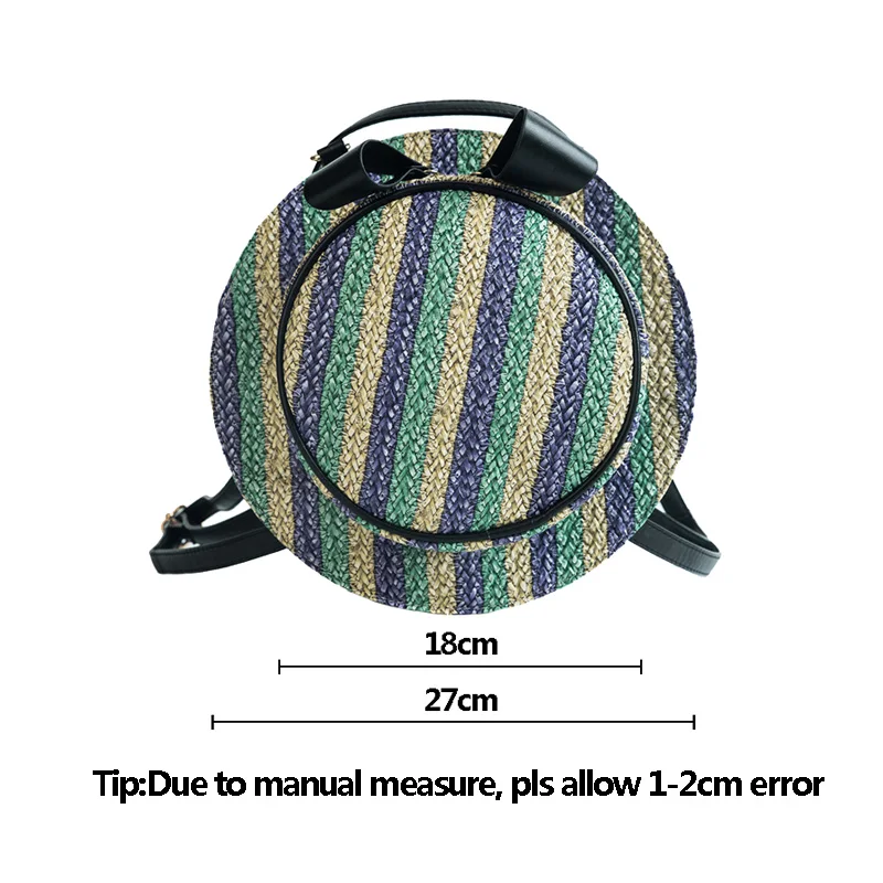 New Fashion Women Summer Straw Backpack INS Popular Female Hat Back Pack Lady Travel Casual Mochila Stripe Knit Crossbody BP3008 (7)