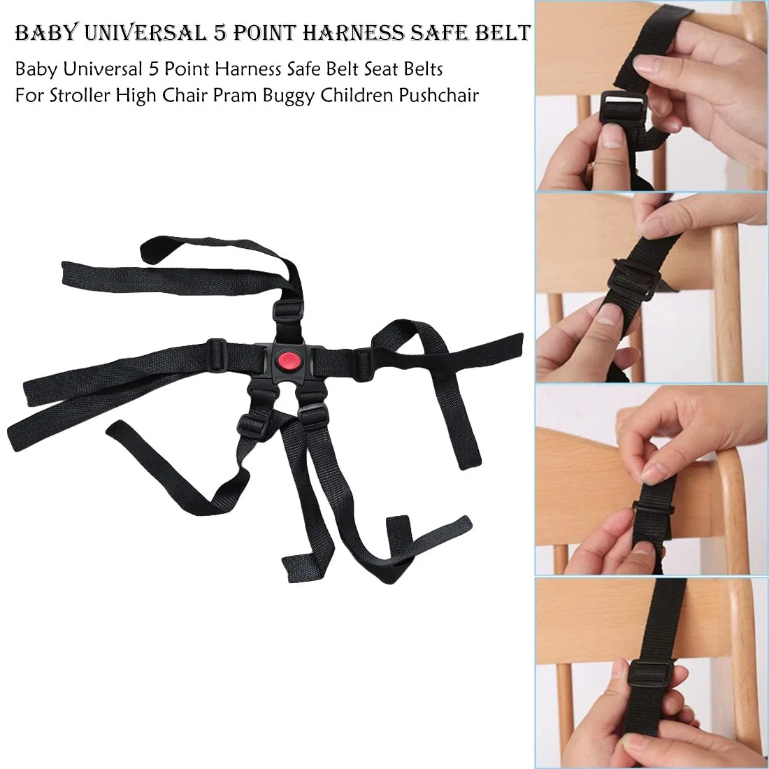 

Seat Belts For Stroller High Chair Baby Universal 5 Point Harness Safe Belt Stroller Accessories Suitable Safe Easy Use