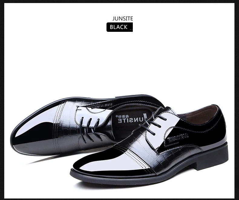 Crocodile pattern leather office men dress shoes fashion black  formal shoes men elegant business oxford wedding shoes NET626 6