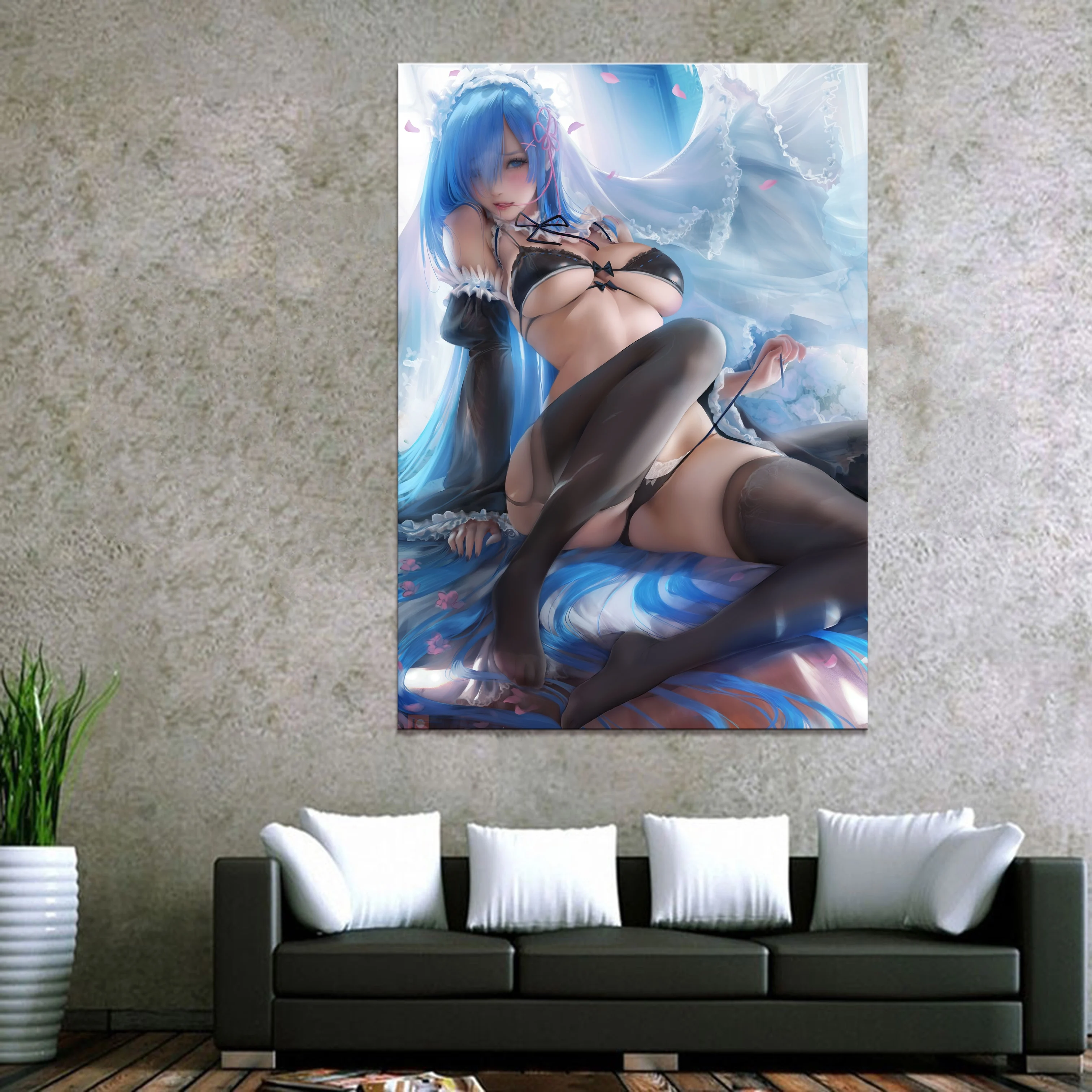 

Home Decor Modular Canvas Picture 1 Piece Sexy Rem Re:Life in a Different World from Zero Painting Poster Wall For Home Canvas